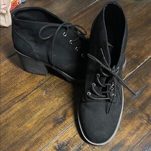 American Rag Cie Women's Black Heeled Lace Up Ankle Boots